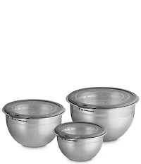 Le Creuset Stainless Steel Mixing Bowls With Glass Lids, Set Of 3