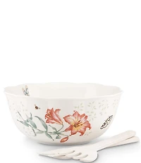 Lenox Butterfly Meadow Salad Bowl with Wood Servers