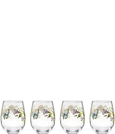 Lenox Butterfly Meadow Stemless Wine Glasses, Set of 4