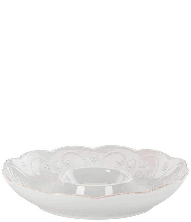 Lenox French Perle Chip & Dip Server
