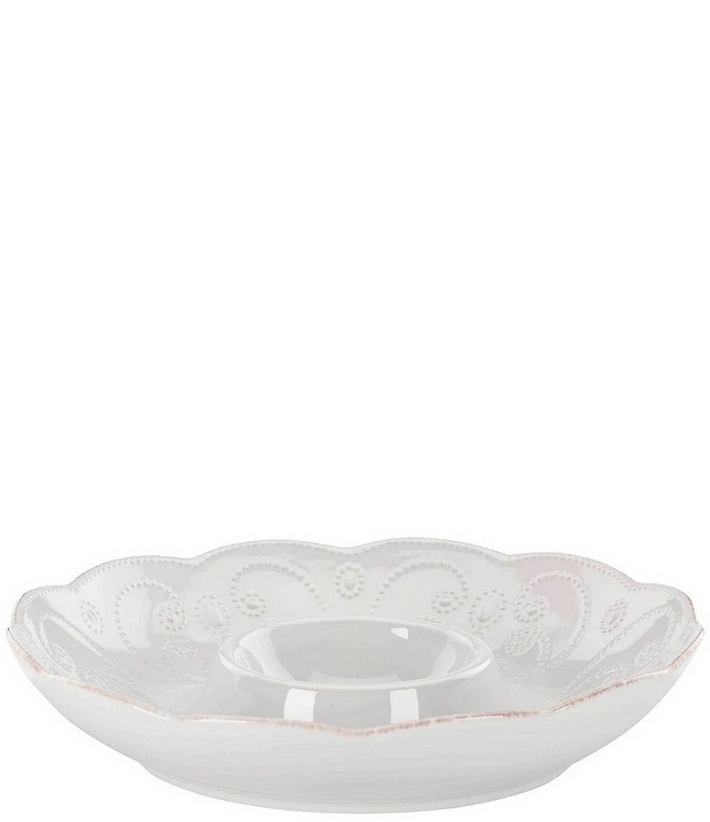 Lenox French Perle Chip & Dip Server