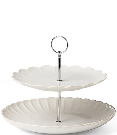 Lenox French Perle Scallop White 2-Tier Server