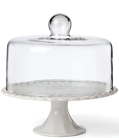 Lenox French Perle White Cake Plate with Dome