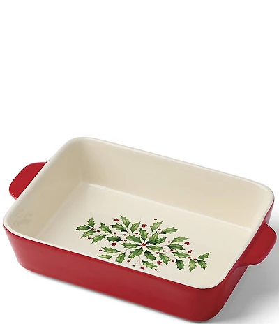 Lenox Holiday Collection Rectangular Holly & Berry Baking Dish, Medium