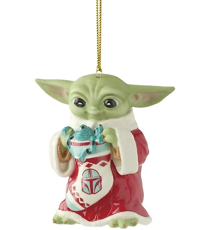 Lenox Holiday Grogu with Stocking Porcelain Ornament
