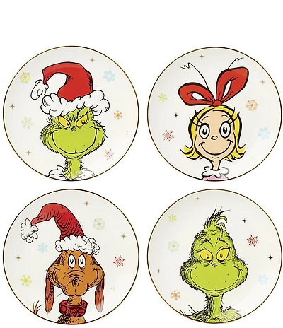 Lenox Merry Grinchmas Collection Assorted Accent Plates, Set of 4