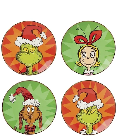 Lenox Merry Grinchmas Collection Assorted Tidbit Plates, Set of 4
