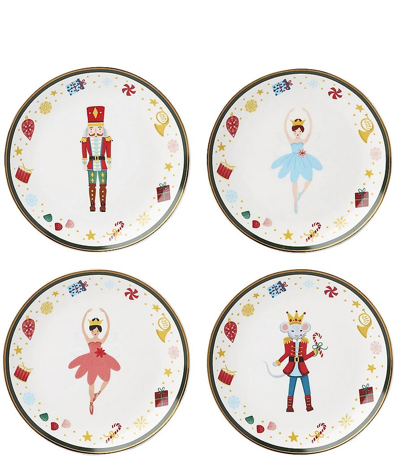 Lenox Nutcracker Ballet Collection Tidbit Assorted Plates, Set of 4