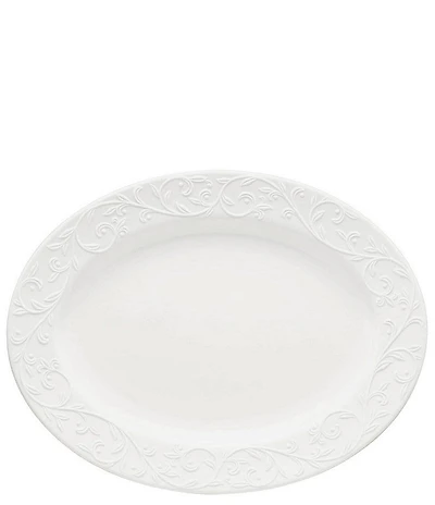 Lenox Opal Innocence Carved Scroll Porcelain Oval Platter