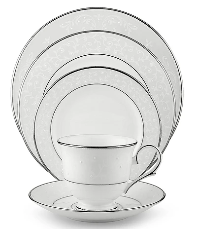Lenox Opal Innocence Vine & Pearl Platinum Opalescent Bone China 5-Piece Place Setting
