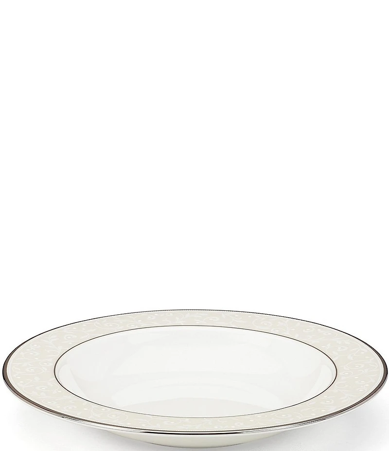 Lenox Opal Innocence Vine & Pearl Platinum Opalescent Bone China Rim Soup Bowl