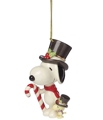 Lenox Snoopy & Woodstock with Candy Cane Porcelain Ornament
