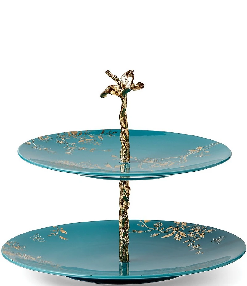 Lenox Sprig & Vine Turquoise Two Tiered Server