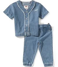 Levi's Baby Boys Short Sleeve Baseball Cardigan & Pants 2-Piece Set