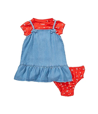 Levi's® Baby Girls Short Puff Sleeveless T-Shirt & Layer Floral Dress Set