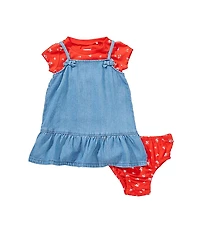 Levi's® Baby Girls Short Puff Sleeveless T-Shirt & Layer Floral Dress Set
