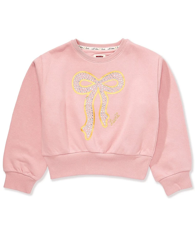 Levi's® Big Girls Bow Applique Meet And Greet Crew Neck Long Sleeve Sweatshirt