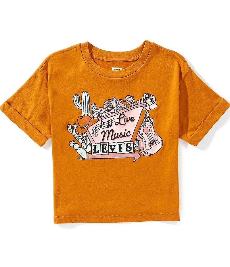 Levi's® Big Girls Short Sleeve Live Music Graphic Roll Cuff T-Shirt