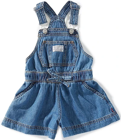 Levi's® Little Girls Sleeveless Tie Waist Denim Shortall