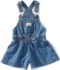 Levi's® Little Girls Sleeveless Tie Waist Denim Shortall