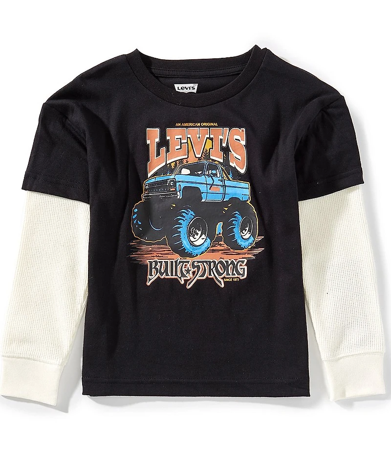 Levi's® Little Boys Long Sleeves Monster Truck 2Fer T-Shirt