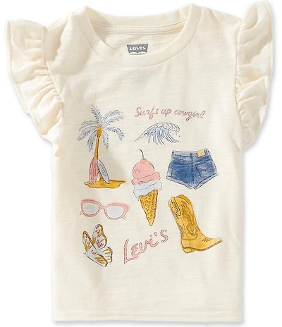 Levi's® Little Girls Flutter Short Sleeve Coastal Top