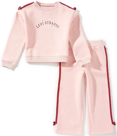 Levi's Little Girls Long Sleeve Ribbon Taped Crewneck Top & Pants 2-Piece Set
