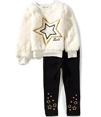 Levi's® Little Girls Sherpa Crewneck Top & Leggings 2-Piece Set