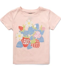 Levi's® Little Girls Short Sleeve Strawberries Top