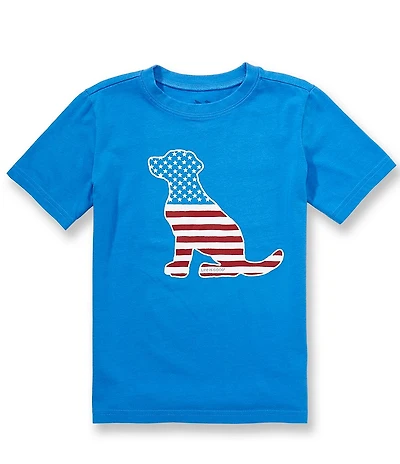 Life is Good Big Boys Short Sleeve Crusher Dog Bless American Tee