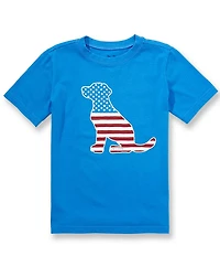 Life is Good Big Boys Short Sleeve Crusher Dog Bless American Tee