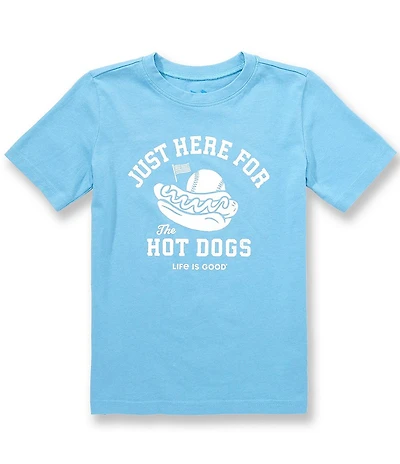 Life is Good Big Boys Short Sleeve Crusher Just Here For The Hot Dogs Tee