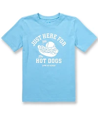 Life is Good Big Boys Short Sleeve Crusher Just Here For The Hot Dogs Tee