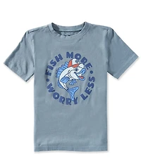 Life is Good Big Boys Short Sleeve Fish More Worry Less Crusher Tee
