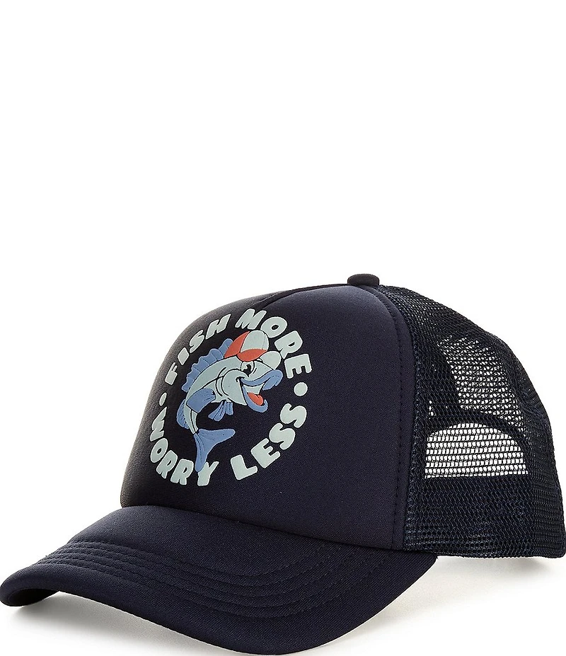 Life is Good Boys Trucker Fish More Worry Less Trucker Hat