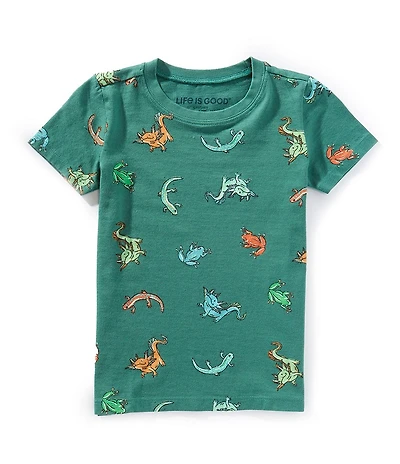 Life is Good Little Boys Short Sleeve Allover Amphibian Print T-Shirt