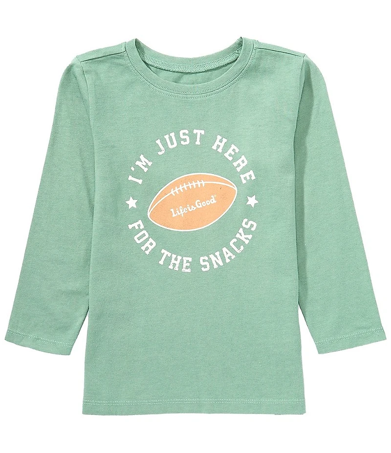 Life is Good Little Boys Clean Football Here For The Snacks T-Shirt