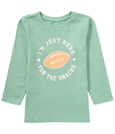Life is Good Little Boys Clean Football Here For The Snacks T-Shirt