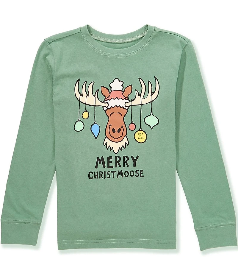 Life is Good Little Boys Long Sleeve Merry Christ Moose T-Shirt