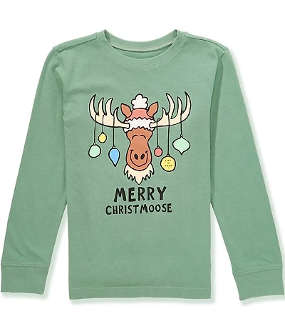 Life is Good Little Boys Long Sleeve Merry Christ Moose T-Shirt