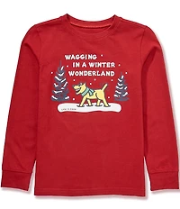 Life is Good Little/Big Boys Long Sleeve Wagging In A Winter Wonderland T-Shirt