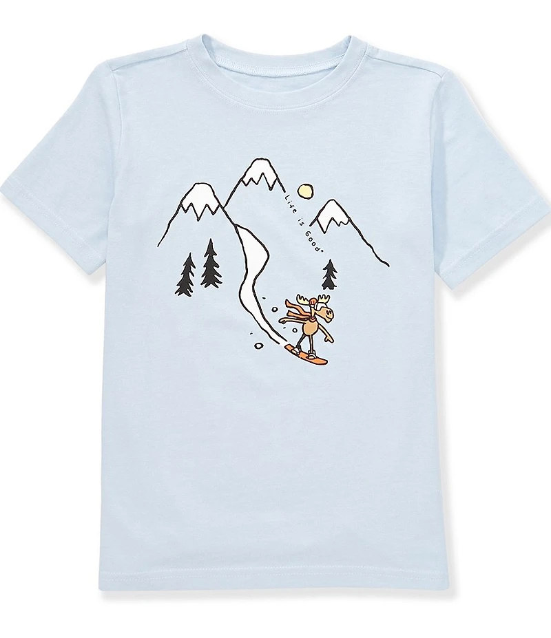 Life is Good Little/Big Boys Short Sleeve Graphic Ski Moose T-Shirt