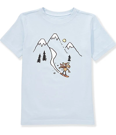 Life is Good Little/Big Boys Short Sleeve Graphic Ski Moose T-Shirt