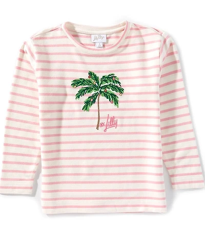 Lilly Pulitzer Little/Big Girls Mini Ballad Stripe Palm Embellished Sweatshirt