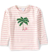 Lilly Pulitzer Little/Big Girls Mini Ballad Stripe Palm Embellished Sweatshirt
