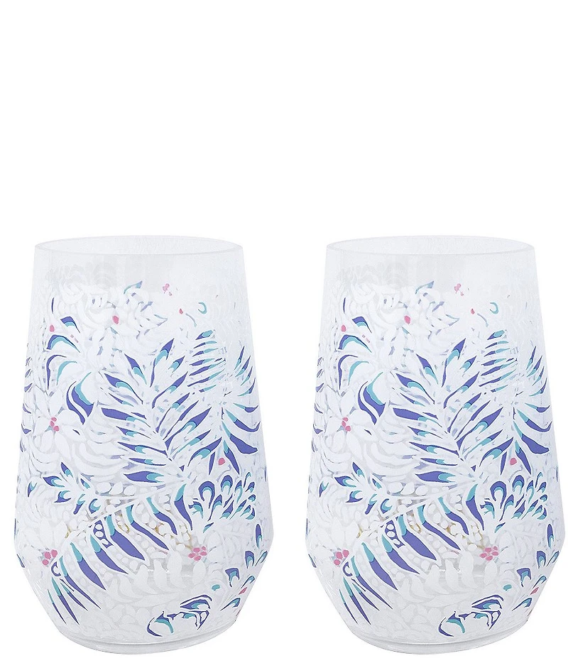 Lilly Pulitzer Summer Shorelines Wine Glass Set