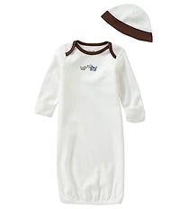 Little Me Baby Cute Puppies Gown & Coordinating Hat Set