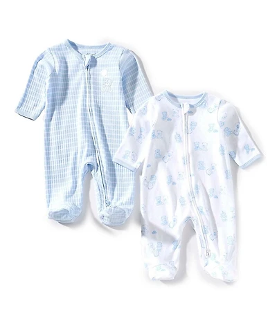 Little Me Baby Boy Long Sleeve Joyful Bears Printed Footie 2-Pack Set