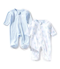 Little Me Baby Boy Long Sleeve Joyful Bears Printed Footie 2-Pack Set