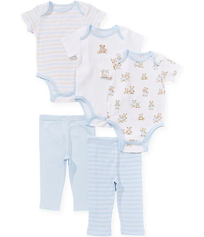 Little Me Baby Boy Short Sleeve Bear Print Organic Cotton 5-Piece Set